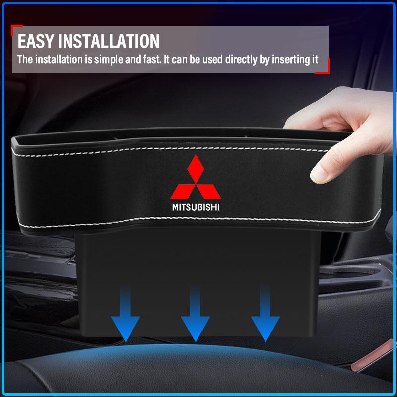 2Pcs Car Seat Organizer Seat Crevice Storage Box Multifunction Goods For Mitsubishi Lancer Lancer ASX Outlander 2 3 Pajero Mirage Exzos Pajero 4