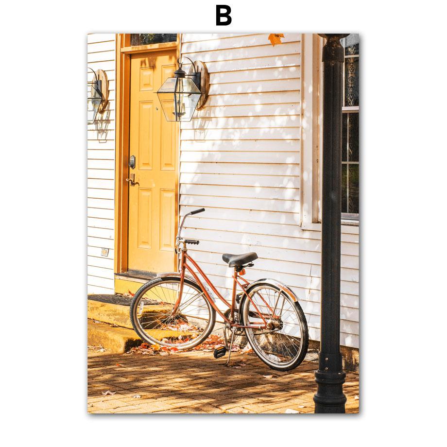 Autumn Lake Forest House Pumpkin Flower Landscape Wall Art Canvas Painting Fall Posters Prints Pictures for Living Room Decor