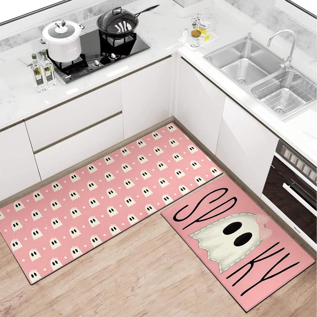 Halloween Ghosts And Horror Polka Dot Kitchen Rug 2-Piece Set, Fun Kitchen Mats, Suitable For Home Use