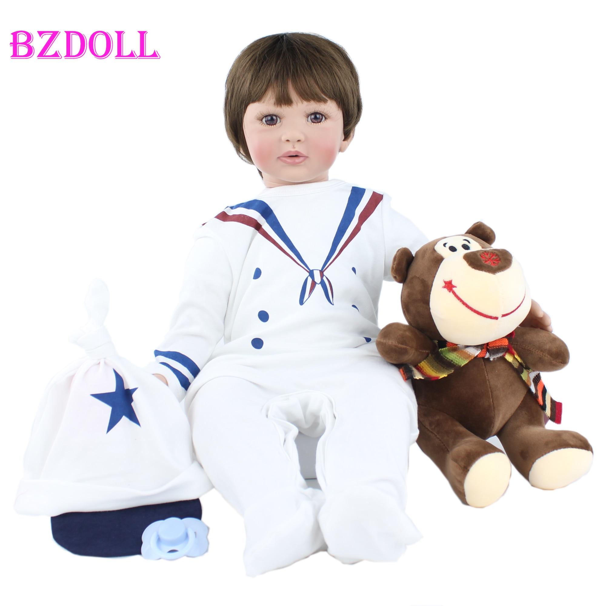 

BZDOLL 60 см Reborn Baby Boy Doll для дівчаток і хлопчиків (Корпус із тканини, кінцівки з м’якого силікону) Реалістичний 24-дюймовий Toddler Alive Bebe Boy-7, Cloth Body