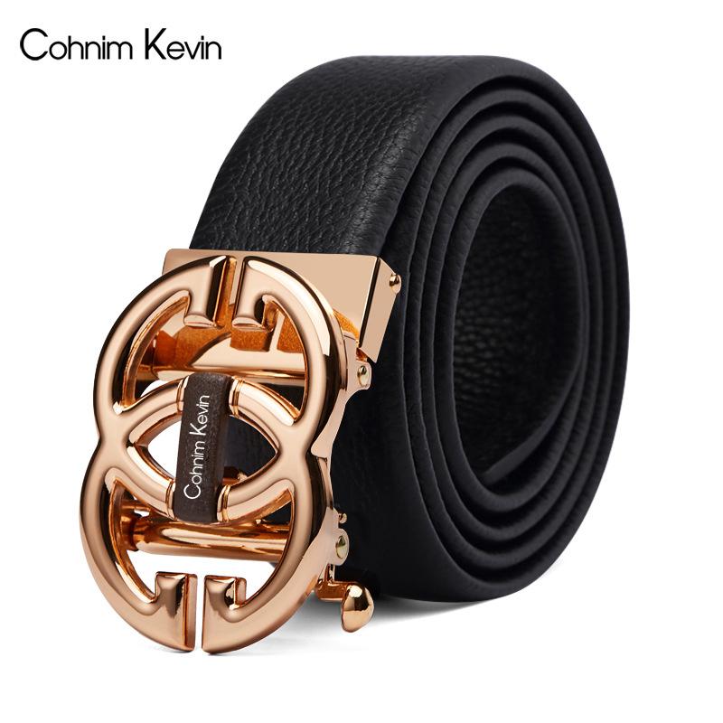 Curea din piele pentru bărbați Mary, cu cataramă automată, primul strat din piele de vacă