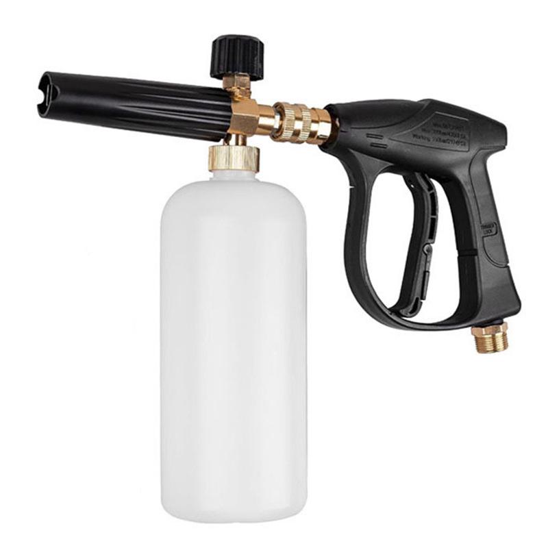 Dual-Function High-Pressure Water Gun with Aluminum Valve and Stainless Steel Nozzle, Foam Pot Attachment, and Five-Color Nozzle Heads