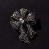 French Style Fully-rhinestone Pin Corsage Ornament Black Brooch Bow Brooch  Western-style Clothes