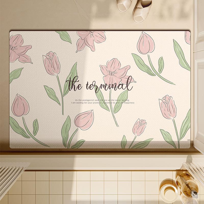 

Маленький свежий коврик для двери ванной комнаты Ins Wind Diatom Mud коврик для пола ванной комнаты Xiaohuahua водопоглощающий коврик для ног 40 * 60cm