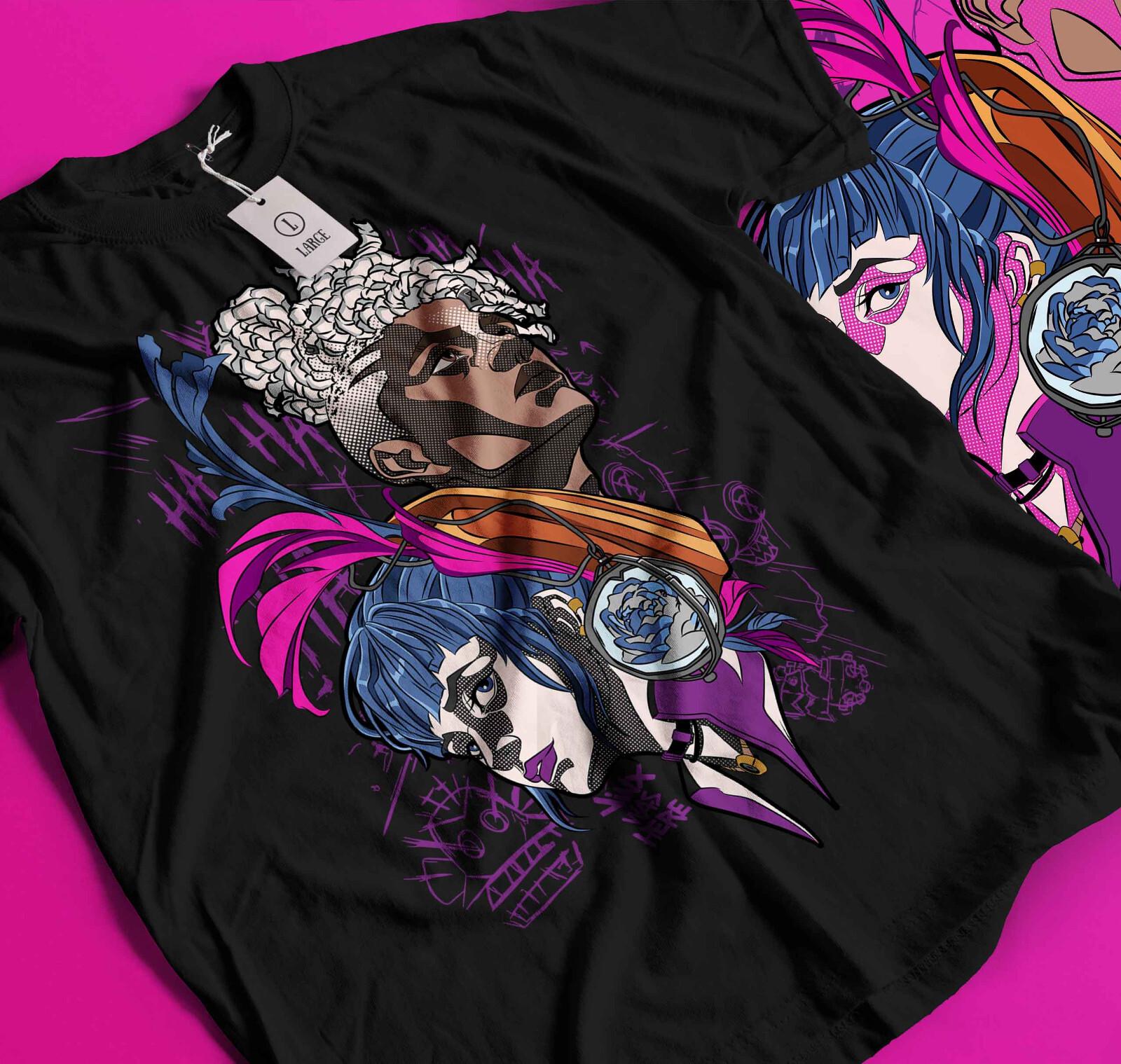 Jinx Arcane T-Shirt Mens Womens Tees Top Japanese Anime Cartoon Jinx Arcane Graphic T-Shirt Mens Womens Tees Top Gift 402 XL