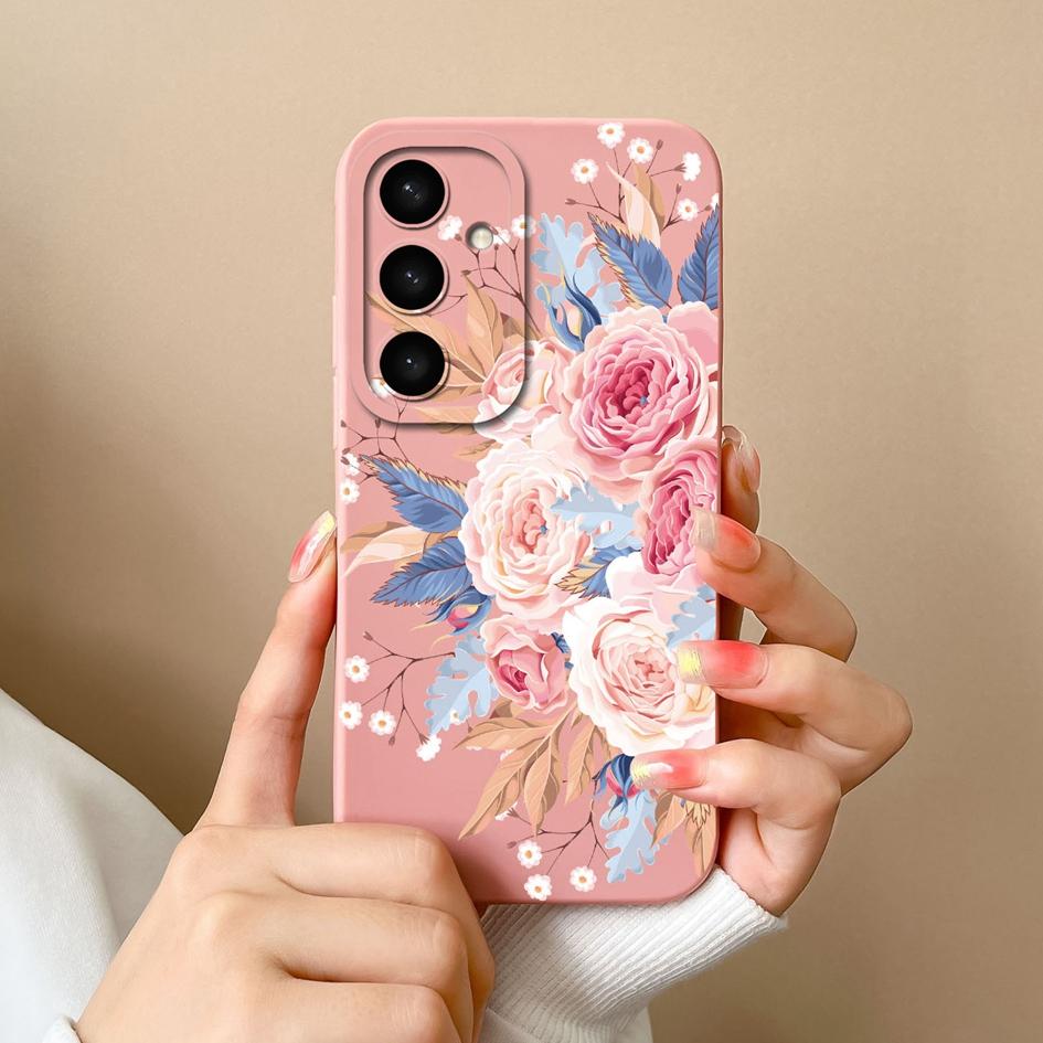 Shell For Samsung A05 A16 A56 A26 A36 F14 A05S S25 Plus Ultra Case Exquisite Avocado Durable Anti Slip Liquid Silicone Pretty Flower Cover For Samsung