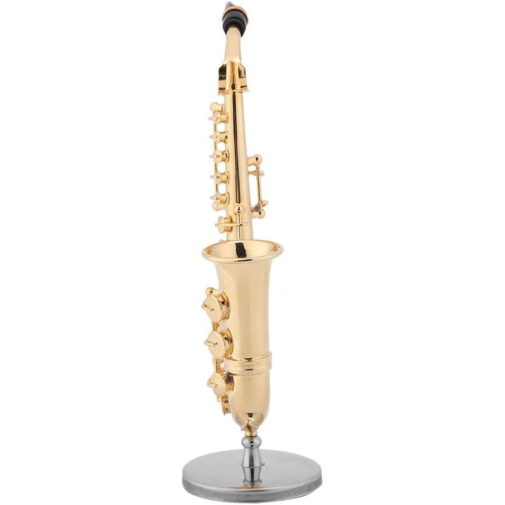 Maxmartt Miniature Alto Saxophone Replica with Stand and Case - Gold Plated Instrument Model Ornaments
