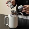 Tang Song White Handle Stewing Tea Pot & Insulated Stainless Steel Water Bottle Gift Set