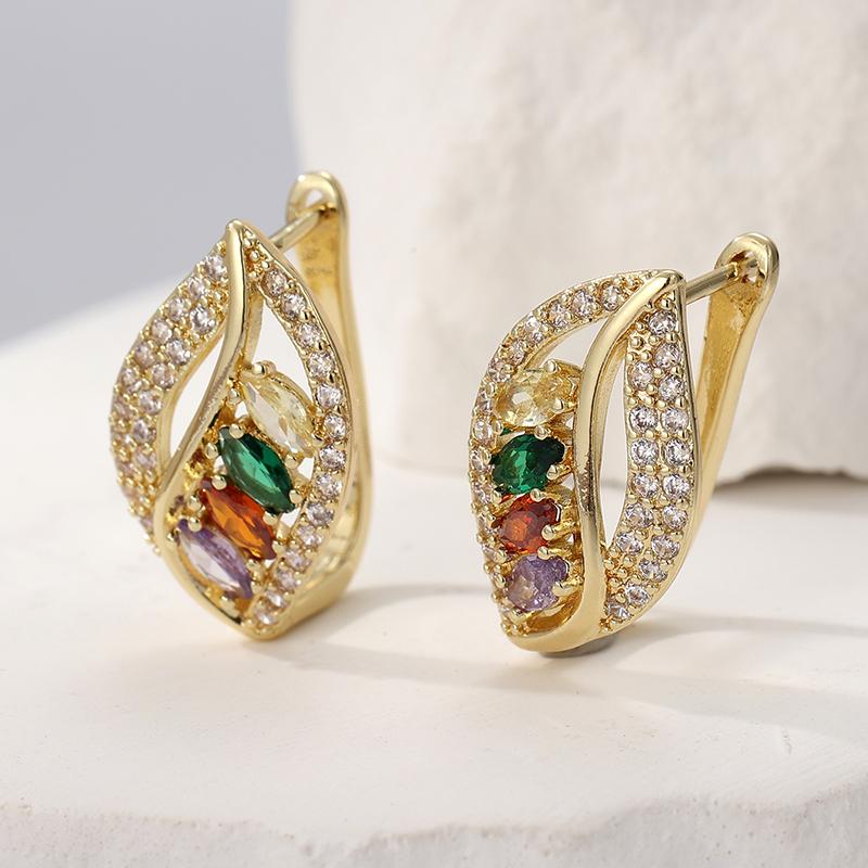 

Exquisite Gold Color Copper Hoops Women s Earrings Luxury Multicolor Cubic Zirconia Wedding Earrings Woman Fashion Zircon