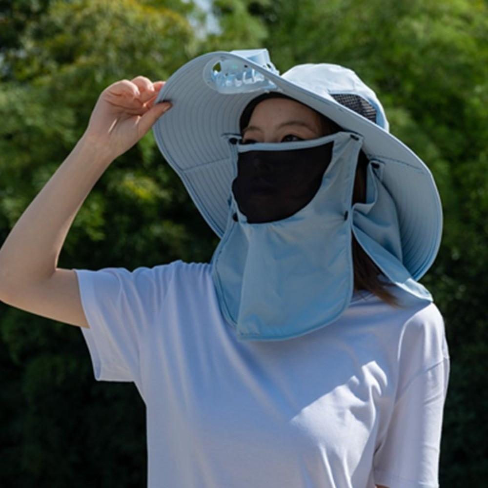 

Sunshade Fan Hat with Face Guard Neck Flap Fishing Hat for Outdoor Camping Mountaineering синій