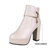Chunky High Heel Women's Leather Boots Fashionable Casual Solid Color Thick Bottom Ankle Boots Boots for Women with Heel High