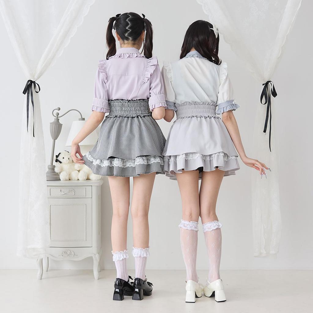 [Yumetenbo] Mass-produced Landmine Style Clothing [Dear My Love] Skirt, Pearl Jewel Flare Skirt, Women's, 534465, Pink, Yumetenbo