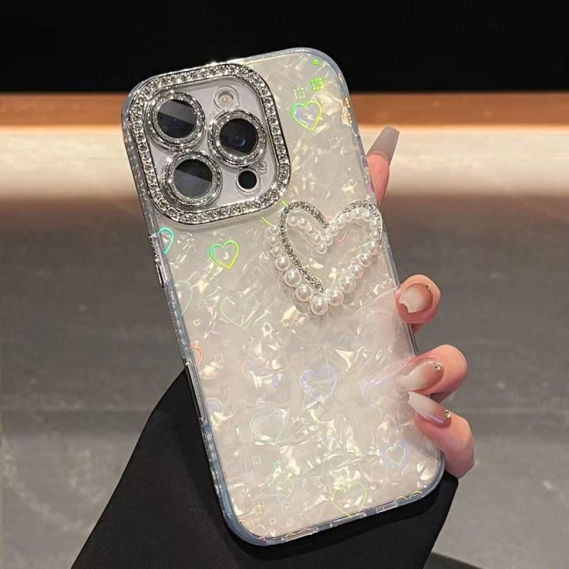 Porous Love Shell Pattern Double Heart Case for iPhone 17 Pro Max/15 Pro/12