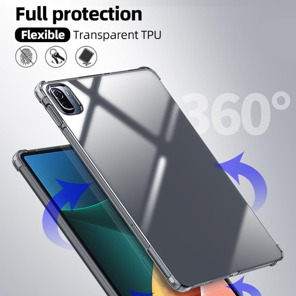 2 V 1 měkké TPU se sklem Pro pouzdro XiaoMi Pad 5 Pro průhledný zadní kryt pro MiPad 5 Transparentní pouzdro Silikonový zadní kryt na tablet Příslušenství k Mipad 5