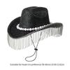 Heavy Diamond Cowboy Hats Tassels Glittered Hat for Disco House Cocktails Parties Vacation Sparkly Tassels for Comedian