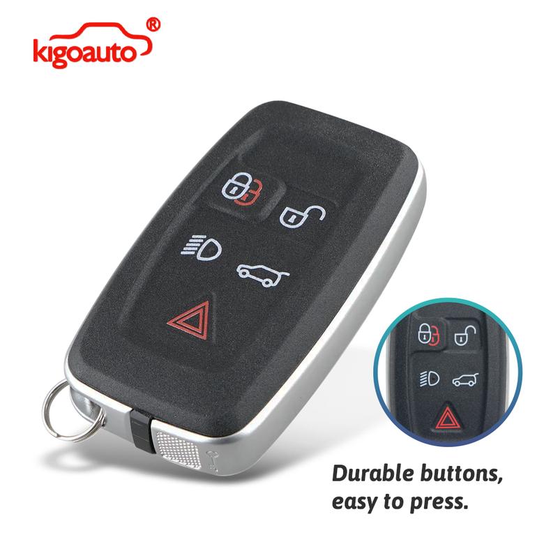 Kigoauto Smart Key Case 5 Button for Landrover Range Rover Sport LR4 2010 2011 2012 FCC KOBJTF10A P/N AH22-15K601-AD