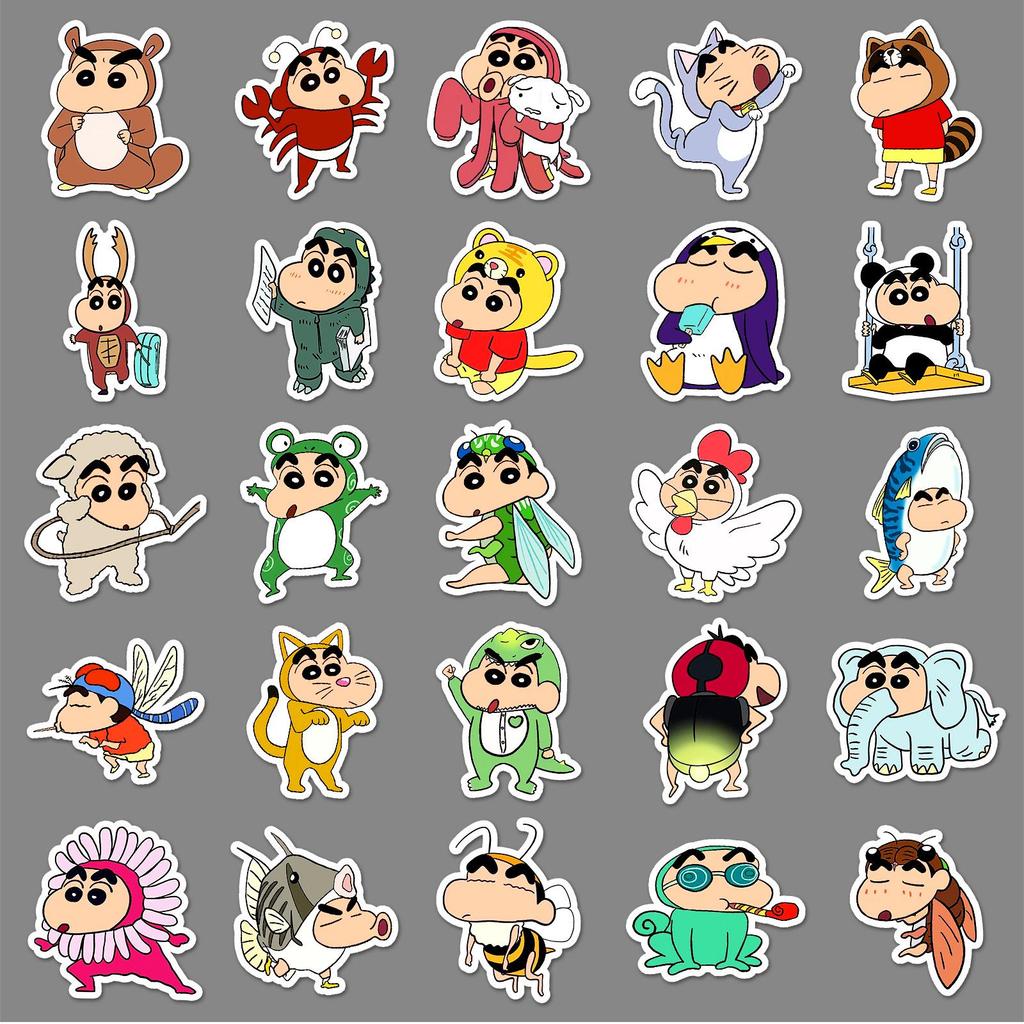 50 Crayon Shin-chan Dress-up Stickers: Cute, Funny, Waterproof Anime Decorations for Phone Cases and Planners.