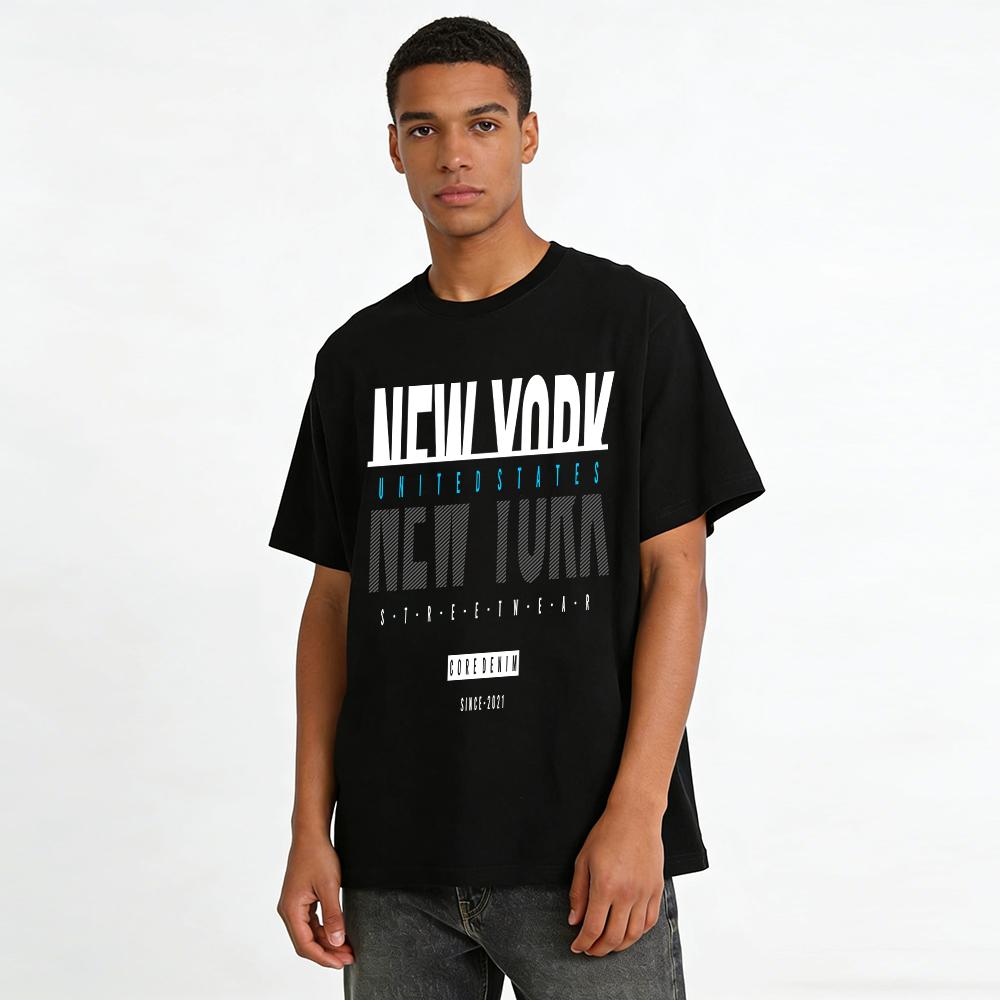 United States New York Graphic Casual Top For Men Women Pure cotton T-shirt