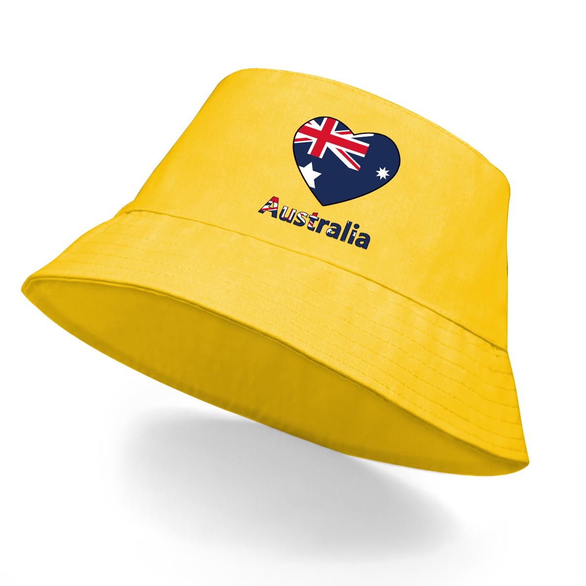 

Панама с принтом сердца и флага Австралии, синий флаг Содружества, солнцезащитная шляпа, модная, трендовая, пляжная шляпа на весну as the picture жёлтый