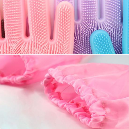 1 Pair Housework Gloves Silicone Cleaning Gloves with Anti-Slip Texture