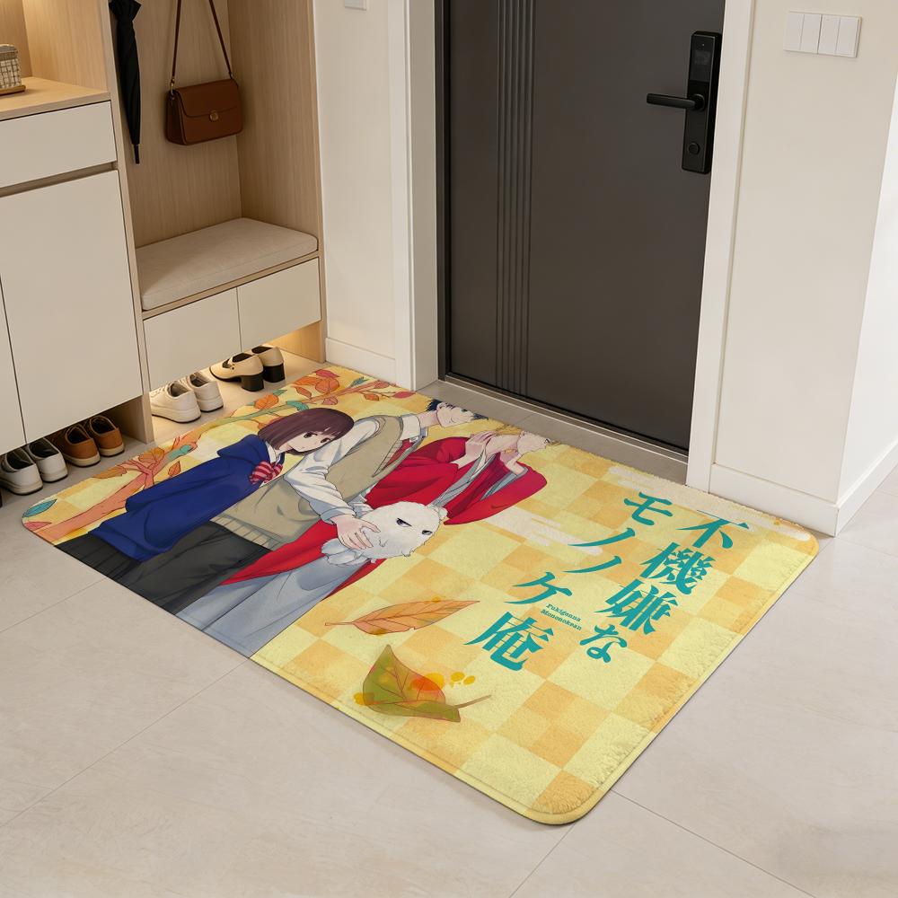 Anime T-The Morose Mononokean Floor Mat Flannel Door Mat Non-Slip Absorbent Washable Indoor Home Rug