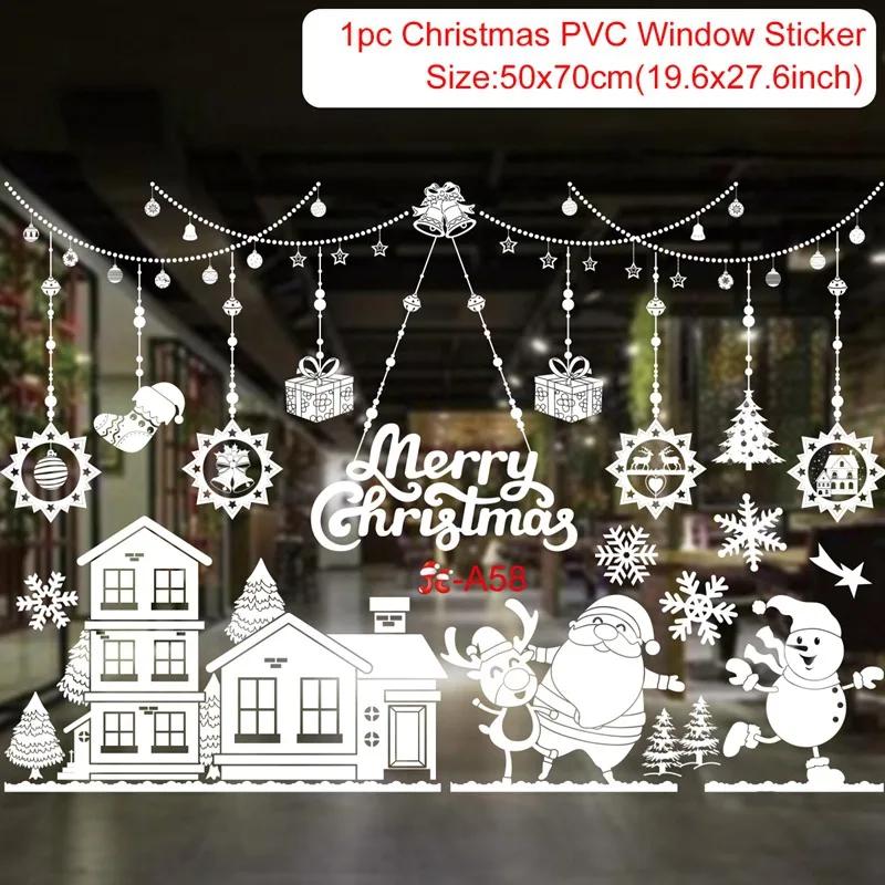 Christmas Wall Window Stickers Marry Christmas Decoration For Home 2025 Christmas Ornaments Xmas Navidad Gift New Year 2025