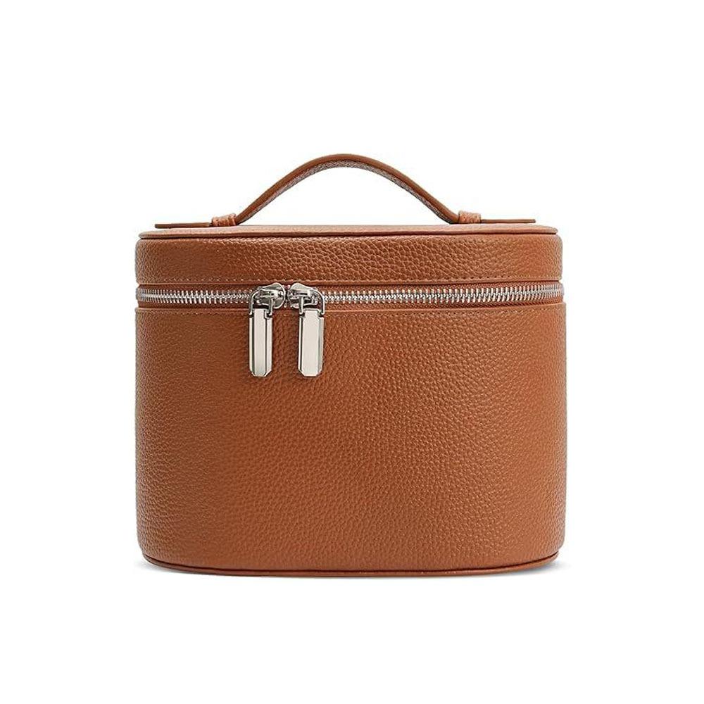 

Большая косметичка из водостойкой ПУ-кожи, сумка для макияжа на молнии, внутренний отсек, пенал для туалетных принадлежностей, идея подарка коричневый