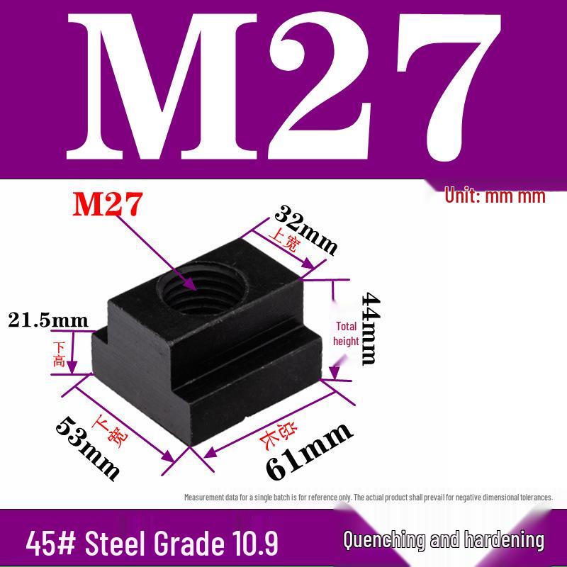 Pressure Plate Trapezoidal T-Slot Nut, Sizes M8-M27