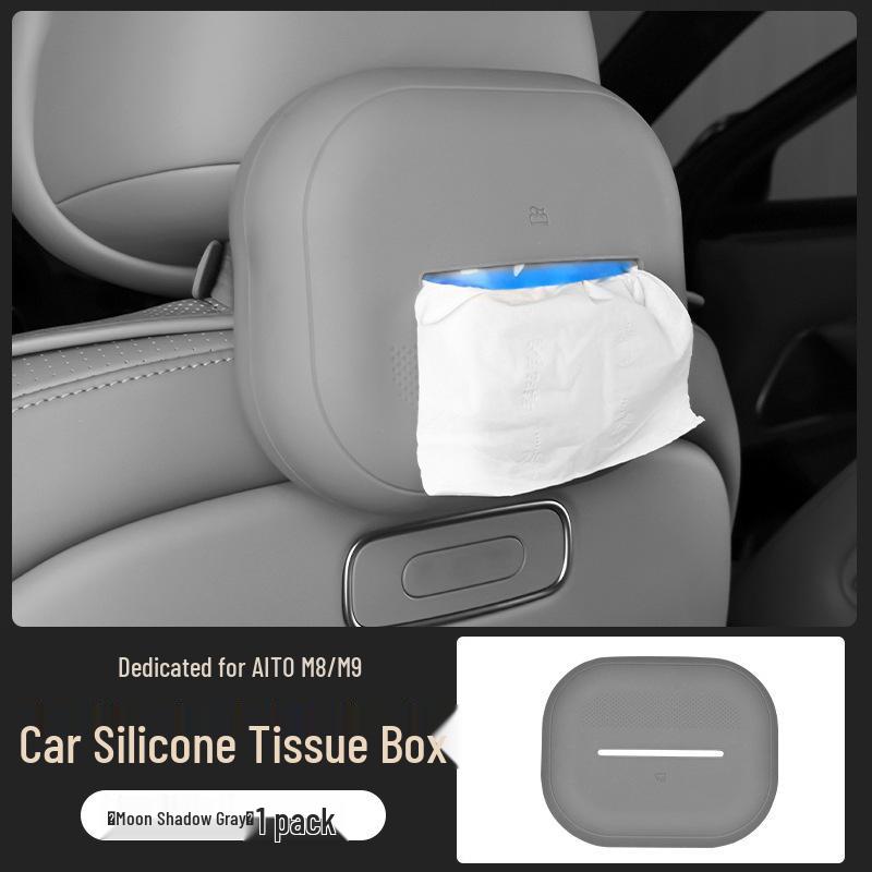 Silicone Armrest Tissue Box for AITO M9 - Car Seat Back Tissue Holder