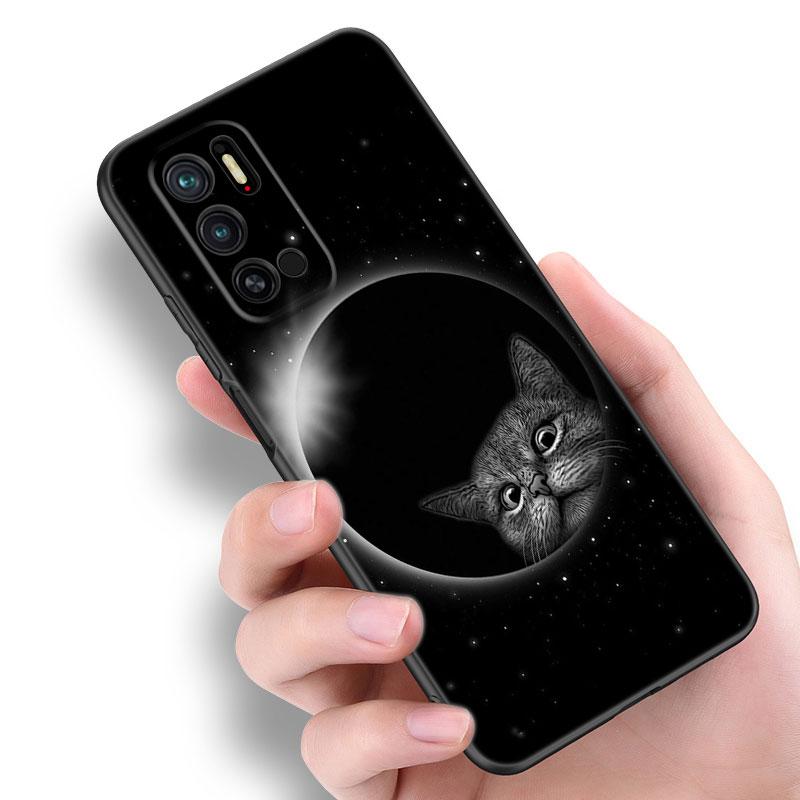 Schwarze Katze Starrendes Auge Handyhülle Für Xiaomi Redmi Note 7 8 9 10 Lite 11 11E 11T 12 Pro 11S 4G 10T 5G 8T 9S 10S TPU Schwarze Hülle