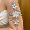 Elegant Vintage Hollow Out Flower Bracelet Adjustable Open Floral Bangle for Women Cocktail Party Jewelry Gift