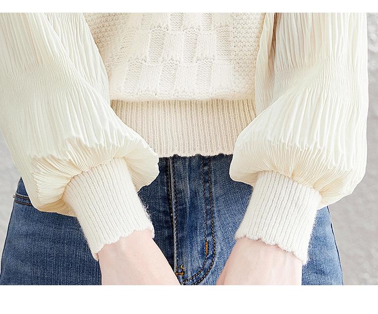 French Retro College Style Long-Sleeve Round Neck Spliced Two-Piece Shirt for Women