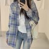 1116 New Spring and Autumn Design Plaid Shirt Jacket Women's New Loose Casual Meat Cover Medium and Long Shirt