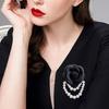 Stoff-Rosen-Brosche, elegante Vintage-Blume, Hochglanz-Kunstperlenkette, Hut, Schal, Schal, Tasche, Kleidung, Kragen, Damen und Mädchen, Anstecknadel, Mode-Accessoires