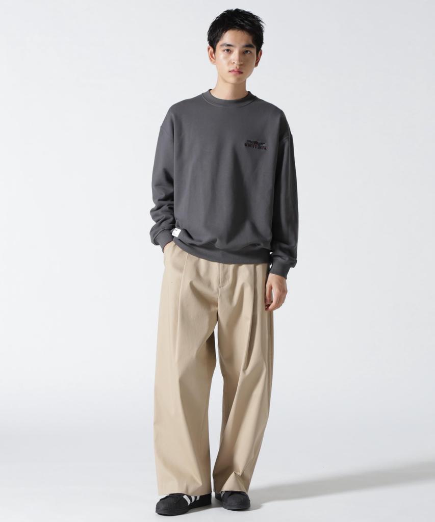 Schott SHAKE HAND DRAGON Crew Neck Sweatshirt, Men's, Size M, 410, Charcoal, 782-4232016