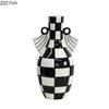 Black and White Checkered Pattern Geometric Ceramic Vase Table Decoration Flower Arrangement Flowers Vases Room Aesthetic Decor