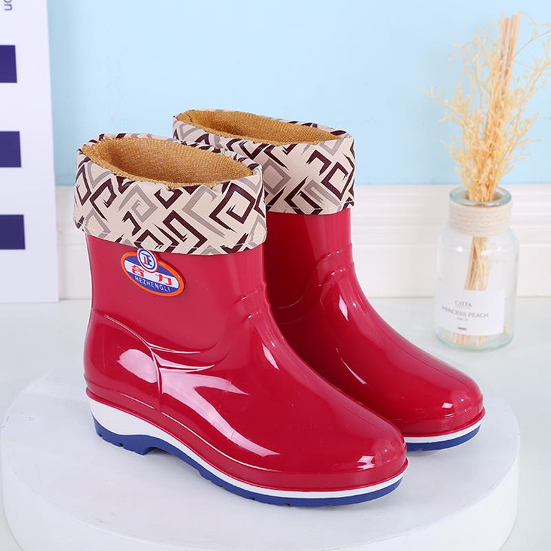 Fashion Adult Rain Shoes Women's Summer Non-slip Warm Water Boots Medium Tube Work Water Shoes Women's Fashion Rubber Shoes Overshoes