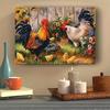 4-Pack Hand Washable Polyester Place Mats | Woven Farmyard Style Table Mats with Rooster & Hen Design | 18X12 Inches Rectangle Floral Pattern Mats
