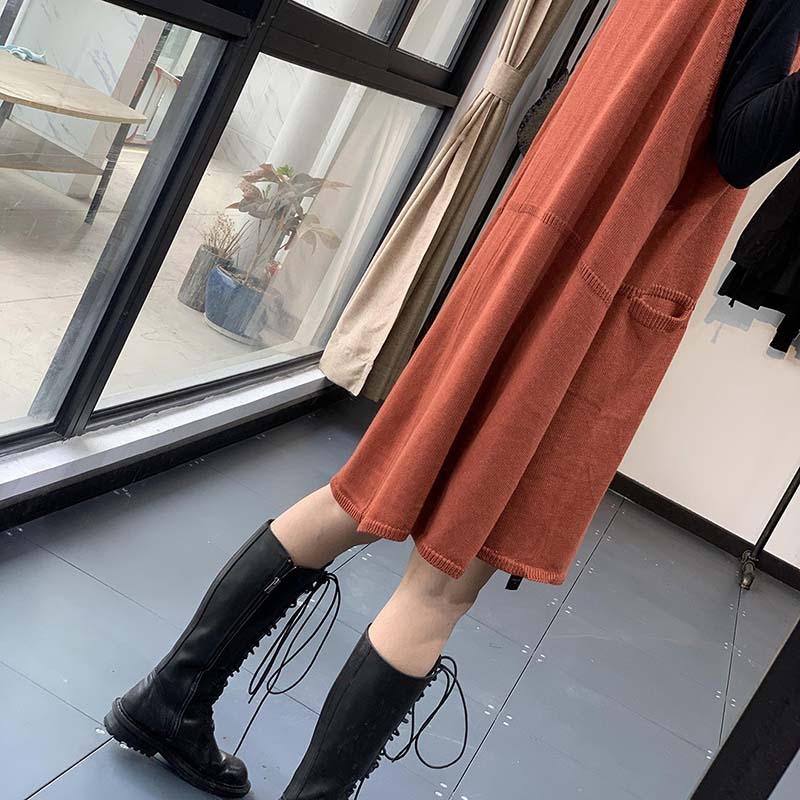 Dress for Woman Cotton Winter Vintage Casual Sleeveless Long Vest Knitted Sleeveless Vest Dresses