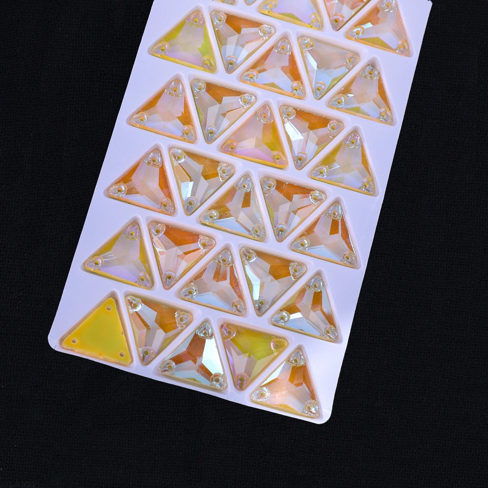 Neon Fluorescent Triangle Hand-Sewn Drill, Glass Rhinestone Flat Buckle Diy Accessories Clothing Wedding Materials Accessories