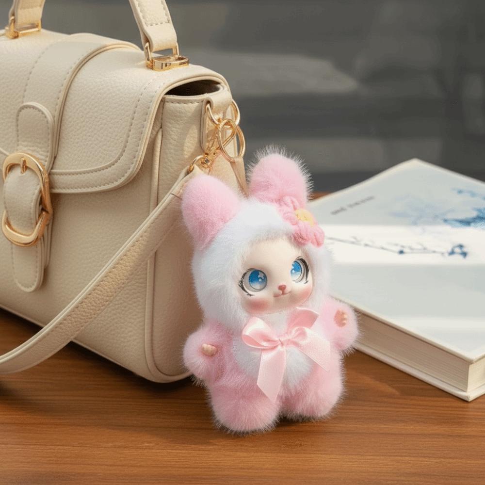 Ornaments Rabbit Doll Figures Big Ear with Flower Bunny Plush Doll Pendant Lady/Girls