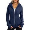 Women Jacket Plush-lined Lady Hoodie Jacket with Zipper Closure Pockets Elastic Cuffs Cozy Cardigan Coat for Wear Spring Autumn