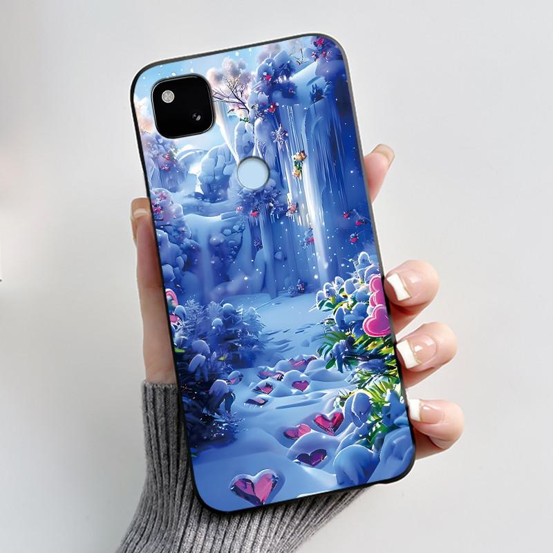Coque Pour Google Pixel 4A 4 A 4G Noir Coque de Téléphone Esthétique Mignon Chat Dessin Animé Mince Souple TPU Silicone Arrière Pour Pixel4A Coquille