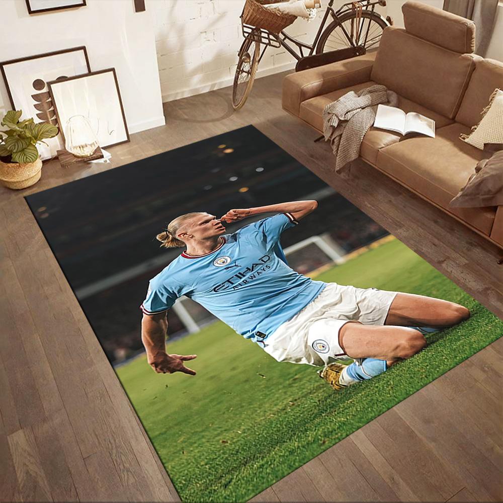 Haaland Enthusiasts Square rugs are a great choice for living rooms, bedrooms, home décor, and as gifts.