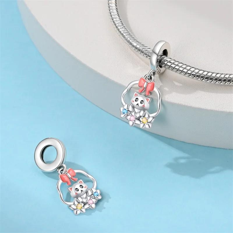 Charm Bead Charms Authentic copper Plated Floral Basket Cat Pendant Bead Charms Compatible With Bracelets Diy Fine Gift Women Delicate Jewellery
