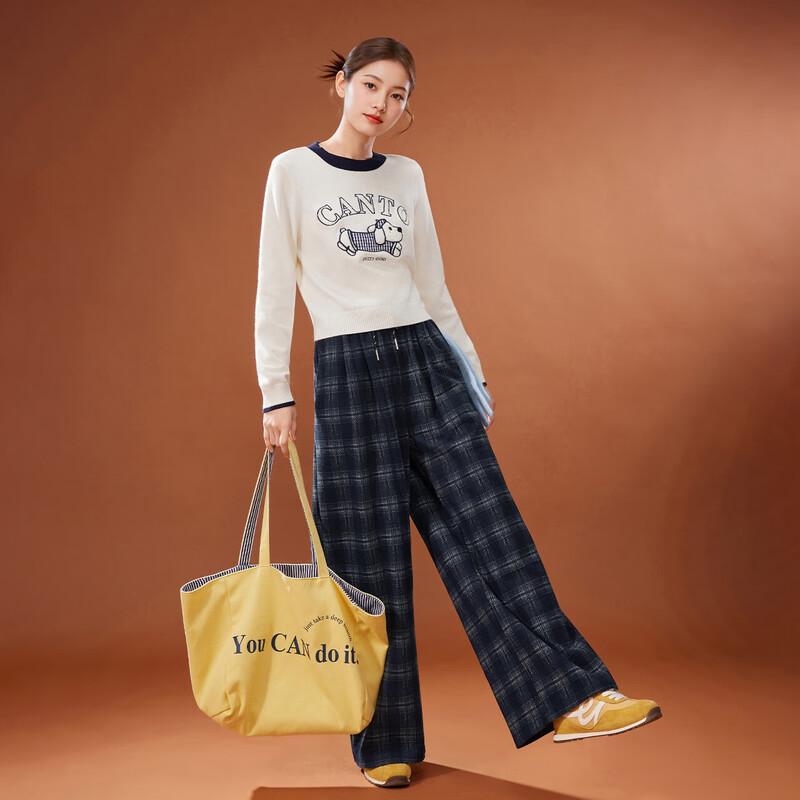 IEF Retro Plaid Wide-Leg Trousers