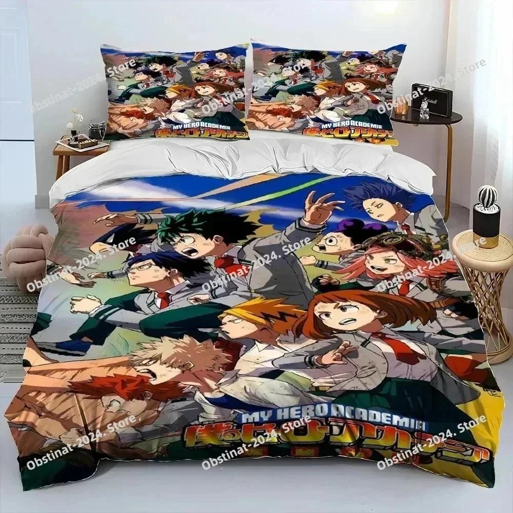 Anime My Hero Academia Izuku Deku Bedding Set Printed Set Duvet Cover Sheet Pillowcase Bed Full Quilt Cover Soft Queen King Size