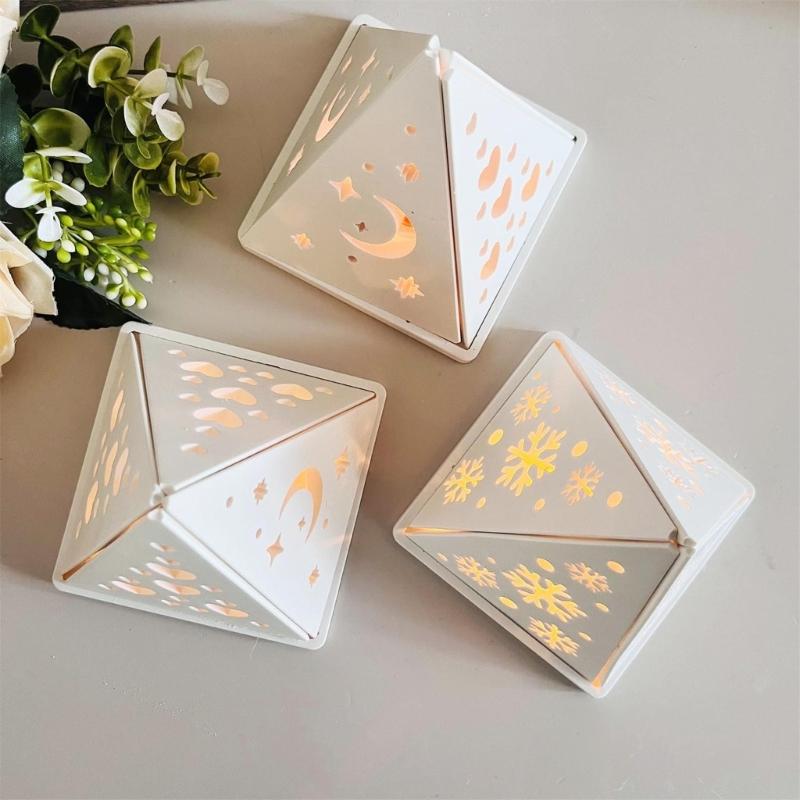 3D Candlestick Silicone Mold Pyramid Shaped Candle Base Mold Gypsum Candle Holder Epoxy Mould Home Decorations Mould