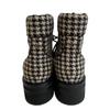 CHANEL G32048 Lace up COCO Mark tweed boots Brown tweed Women Used
