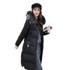Winter Women Parka Cotton Jacket Windproof Padded Coat Zip Up Long Sleeves Furry Hood Heat Retention Knee Length Solid Color Outwear with Pockets